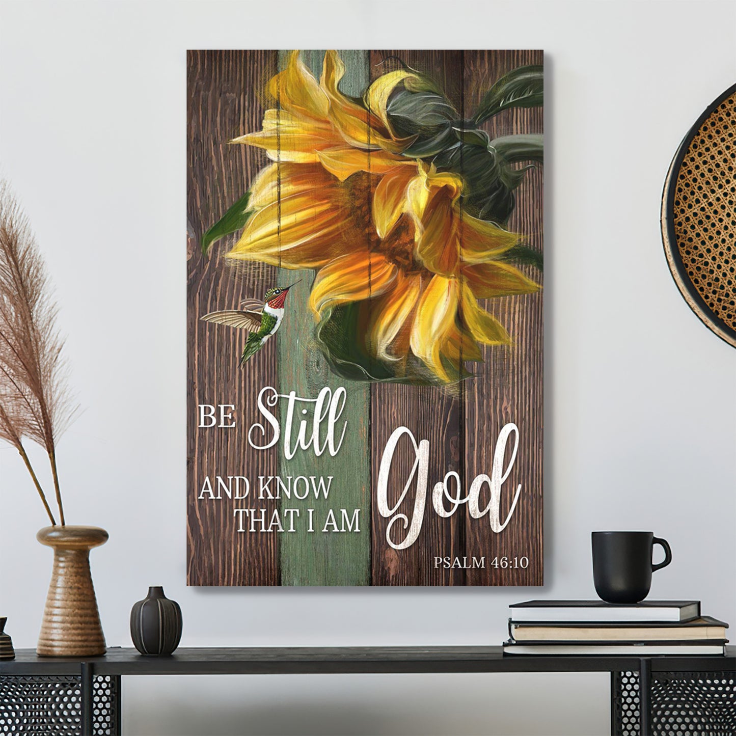 Sunflower - Be Still And Know That I Am God Canvas Wall Art - Bible Verse Canvas - Scripture Canvas Wall Art - Ciaocustom