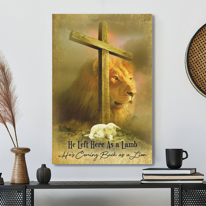 Jesus As Lion And Lamb Canvas Wall Art - Bible Verse Canvas - Scripture Canvas Wall Art - Ciaocustom