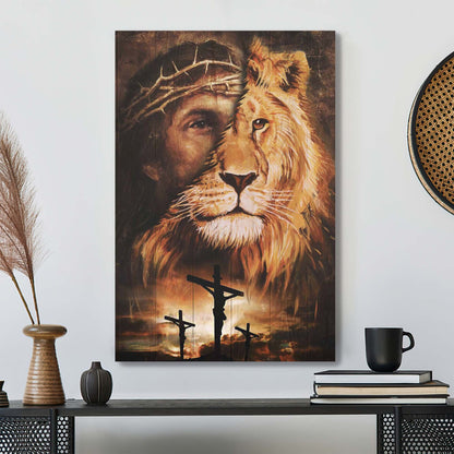 Christian Canvas Wall Art - Jesus And Lion - Amazing Combination Canvas - Bible Verse Canvas - Ciaocustom