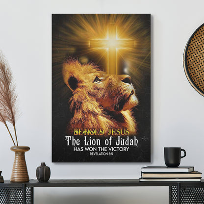Behold Jesus The Lion Of Judah Canvas Wall Art - Bible Verse Canvas - Scripture Canvas Wall Art - Ciaocustom