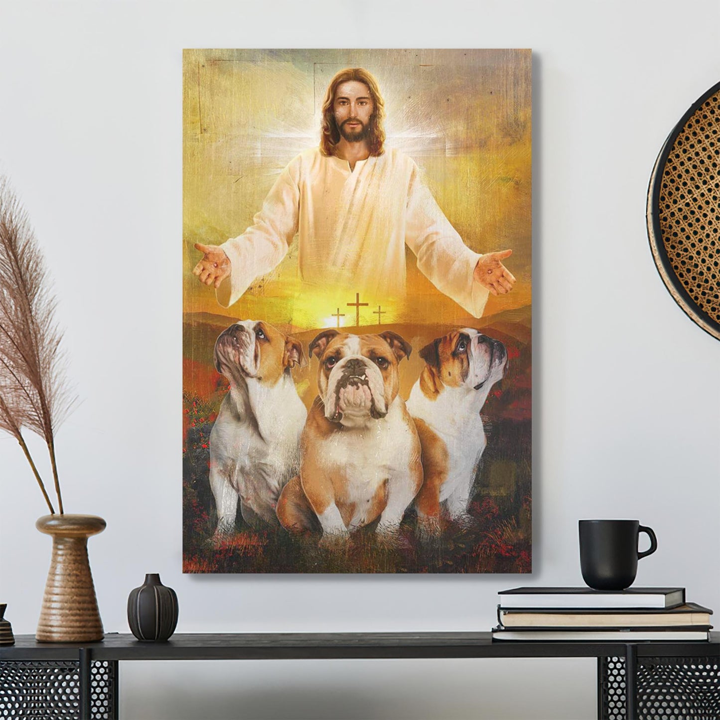 Bulldog Canvas - In The Arms Of Jesus Canvas Wall Art - Bible Verse Canvas - Scripture Canvas Wall Art - Ciaocustom