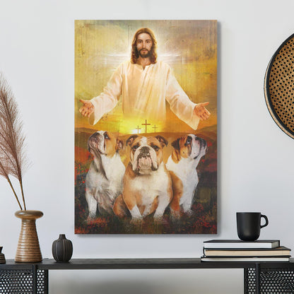 Bulldog Canvas - In The Arms Of Jesus Canvas Wall Art - Bible Verse Canvas - Scripture Canvas Wall Art - Ciaocustom