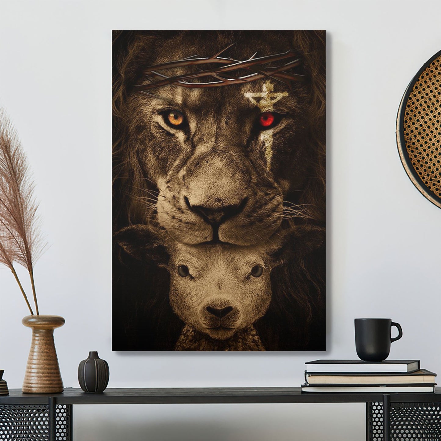 Christian Canvas Art - Unique Lion And Lamb Canvas - Scripture Canvas - Ciaocustom