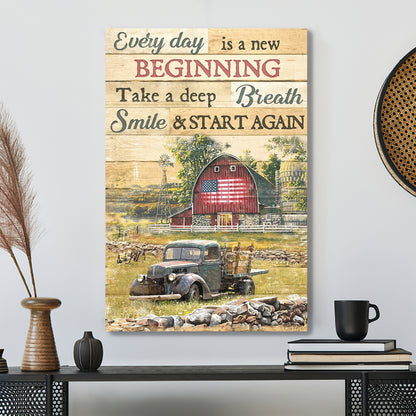 Peaceful Farm - Every Day Is A New Beginning Canvas Wall Art - Bible Verse Canvas - Scripture Canvas Wall Art - Ciaocustom