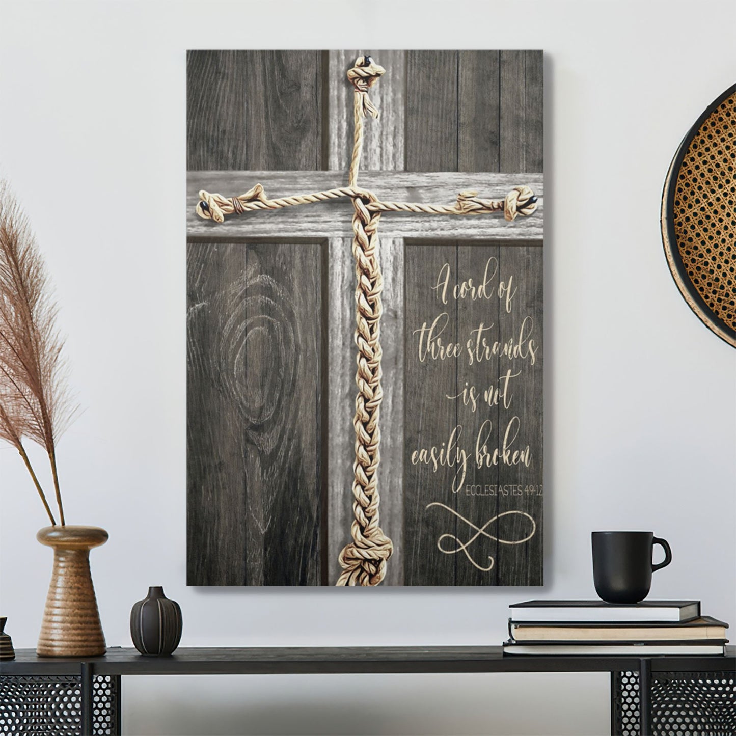 Christian Canvas Wall Art - Jesus - A Cord Of Three Strands Cannot Be Broken Canvas - Bible Verse Canvas - Ciaocustom