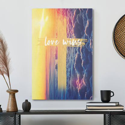 Bible Verse Canvas - Love Wins Cross Canvas Wall Art - Scripture Canvas Wall Art - Ciaocustom