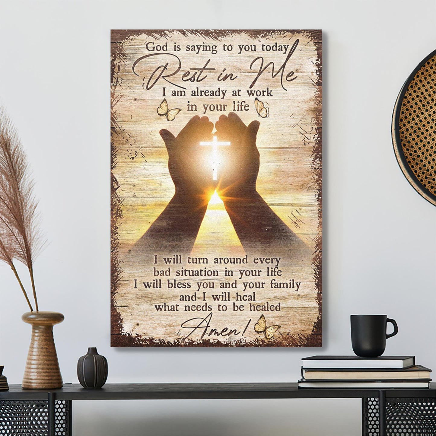 God Is Saying To You Today - Rest In Me Canvas Wall Art - Bible Verse Canvas - Scripture Canvas Wall Art - Ciaocustom