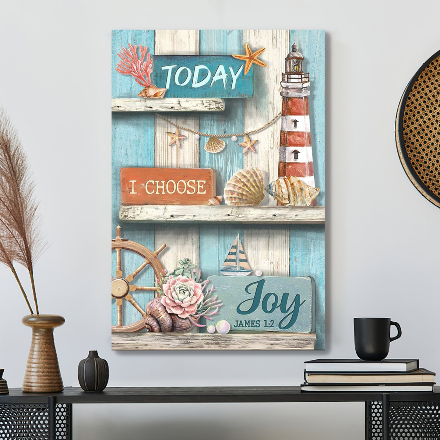 Lighthouse - Today I Choose Joy Canvas Wall Art - Bible Verse Canvas - Scripture Canvas Wall Art - Ciaocustom