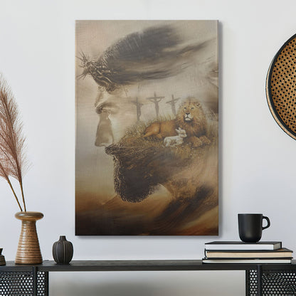 Christian Canvas Wall Art - Jesus - Amazing Lion And Lamb Canvas - Bible Verse Canvas - Ciaocustom