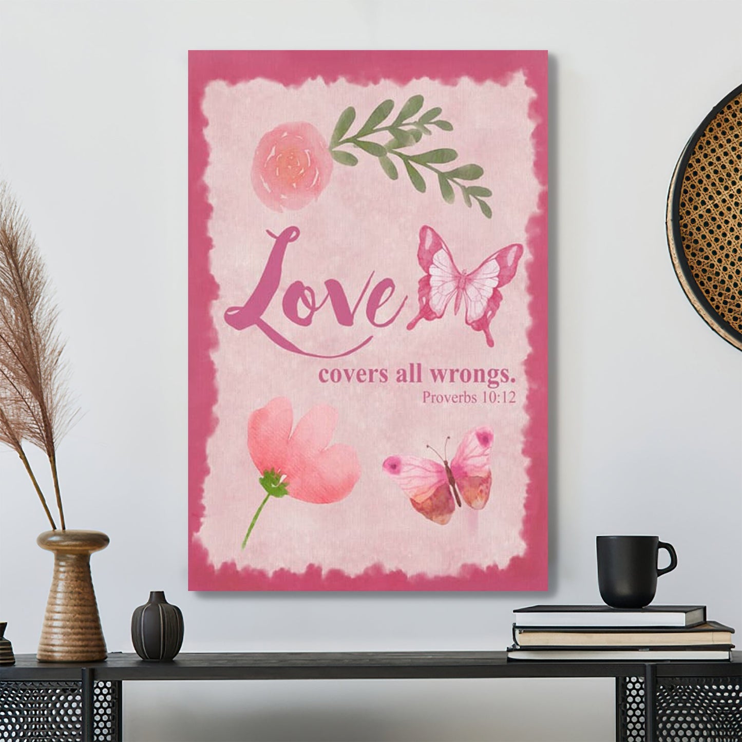 Bible Verse Canvas - Proverbs 1012 Love Covers All Wrongs Canvas Wall Art - Scripture Canvas Wall Art - Ciaocustom