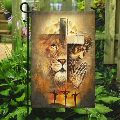 Jesus And Lion - Christian's Flag - Garden Decor - Garden Flag Stand - Christian Gift - Ciaocustom