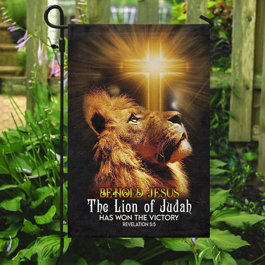 Behold Jesus The Lion Of Judah Flag - Bible Verses Flag - Christian's Flag - Jesus Garden Flag - Decorative Flags - Christian Gift - Ciaocustom