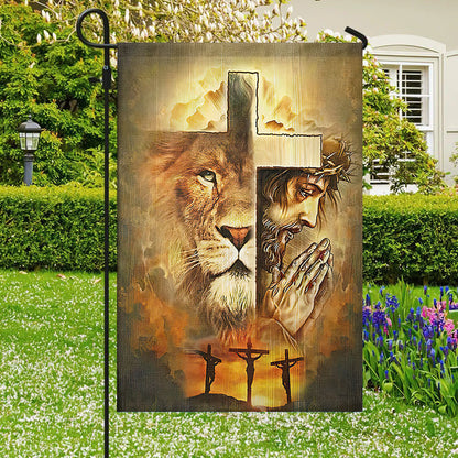 Jesus And Lion - Christian's Flag - Garden Decor - Garden Flag Stand - Christian Gift - Ciaocustom