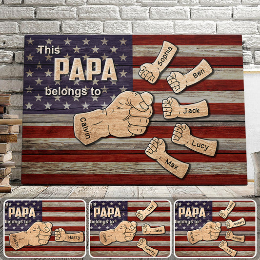 Personalized Papa Canvas Wall Art - Custom Grandkid Name Family Wall Art - House Decor - 4th Of July Wall Art - Ciaocustom