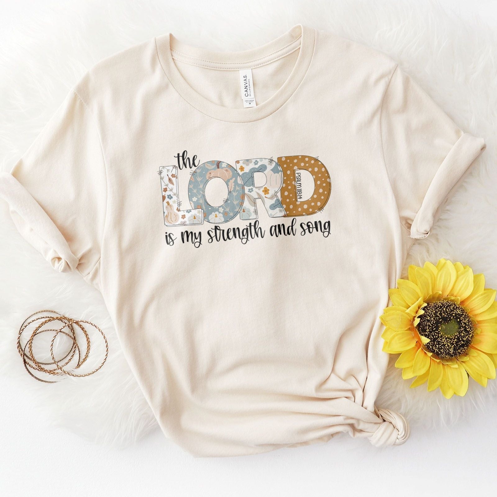 The Lord Is My Strength Fall Tee Shirts For Women - Christian Shirts f ...