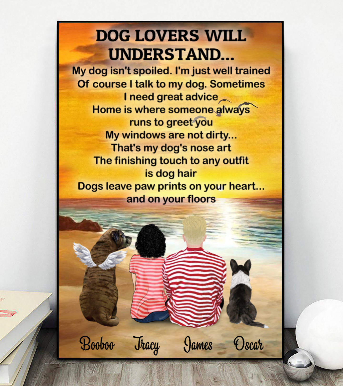 Ciaocustom Custom Poster/Framed Canvas/Unframed Canvas, Custom Dog & Cat Breeds, Gifts For Dog Lovers, Cat Lovers, Mom Dad Dog Cat See The Sunset
