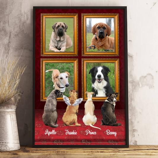 Ciaocustom Poster/Framed Canvas/Unframed Canvas, Custom Dog Picture/Name/Background/Text, Gifts For Dog Lovers, Dogs Look At The Pictures