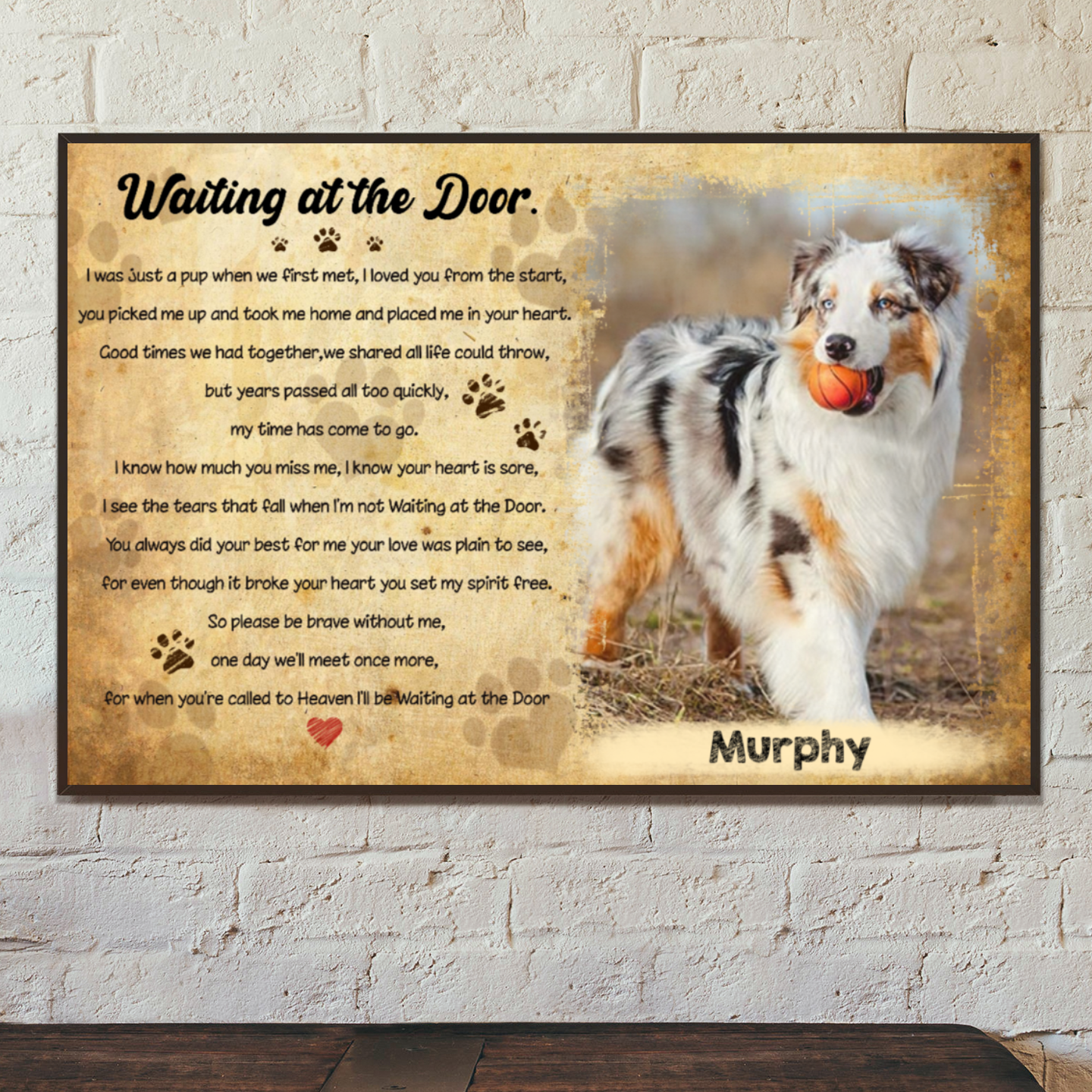 Ciaocustom Poster/Framed Canvas/Unframed Canvas, Custom Dog Image/Name/Background/Text, Gifts For Dog Lovers, Waiting at the Door