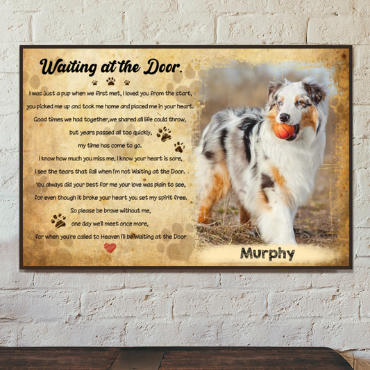 Ciaocustom Poster/Framed Canvas/Unframed Canvas, Custom Dog Image/Name/Background/Text, Gifts For Dog Lovers, Waiting at the Door