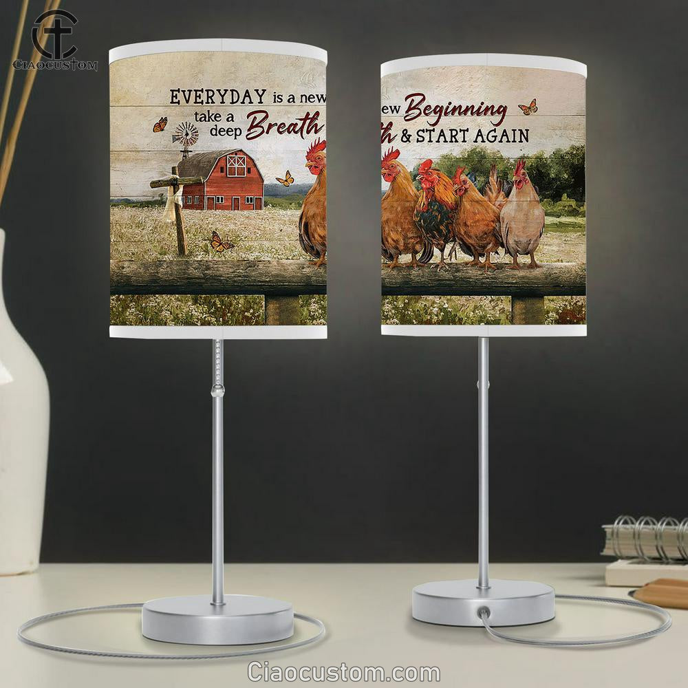 rooster Everyday is a new beginning Table Lamp For Bedroom - Bible Verse Table Lamp - Religious Room Decor
