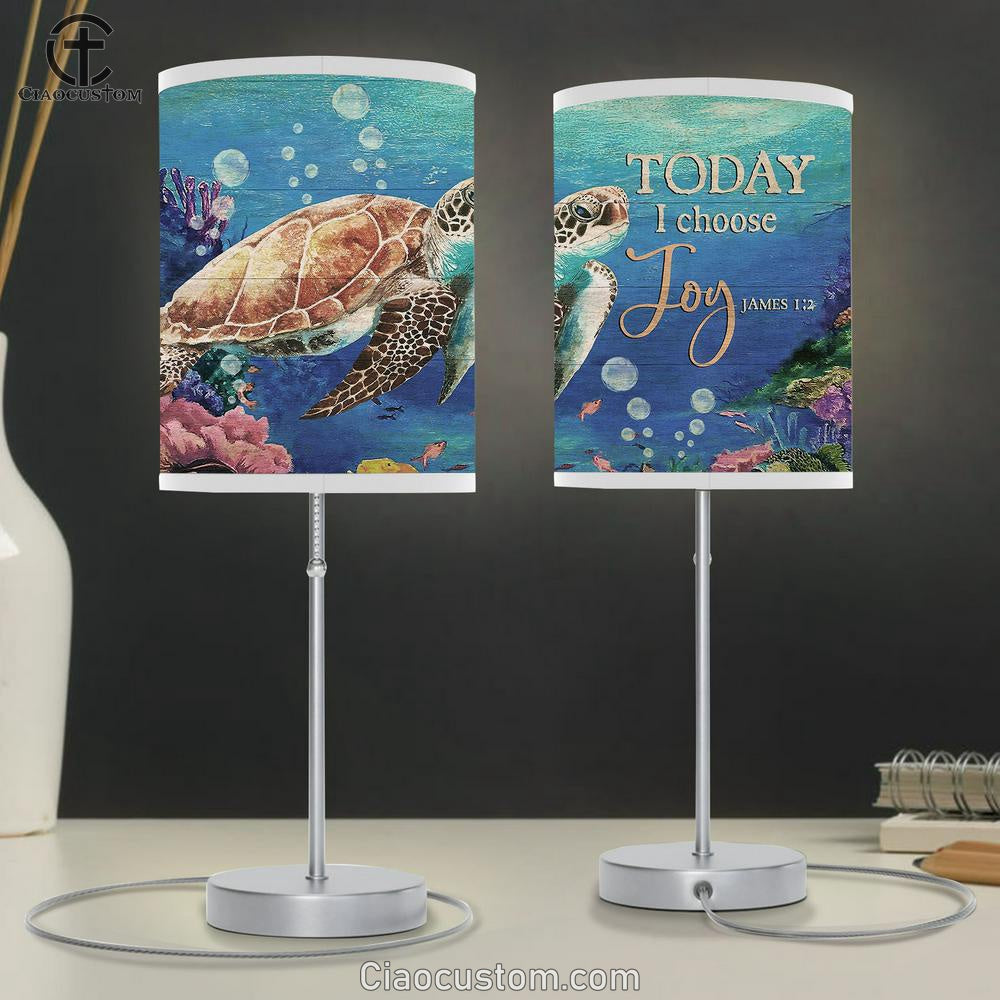 sea turtle Today I choose joy Table Lamp For Bedroom - Bible Verse Table Lamp - Religious Room Decor