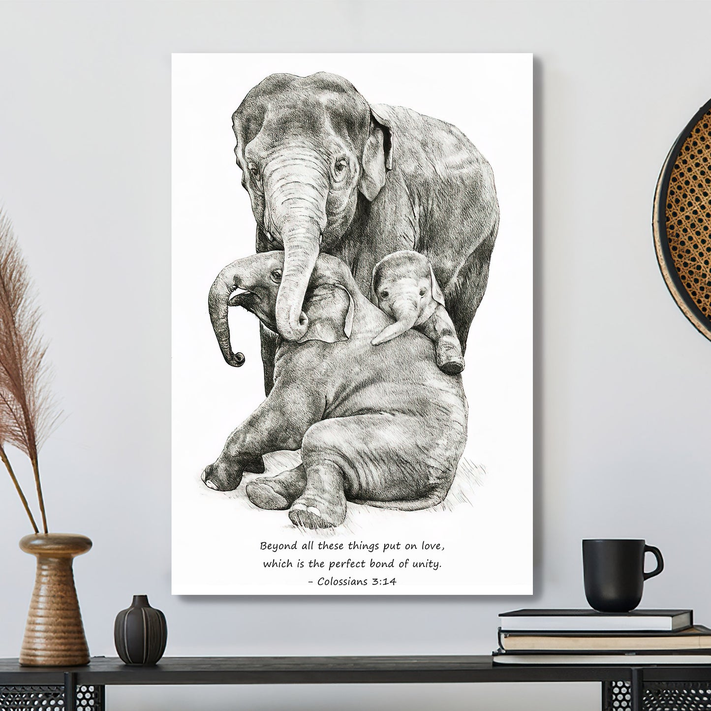 Elephant - Beyond All These Things Put On love - Colosians 3:14 - Christian Canvas Prints - Faith Canvas - Bible Verse Canvas - Ciaocustom