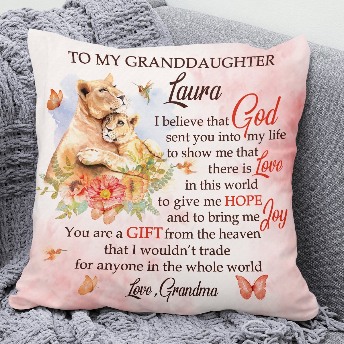You Are A Gift From The Heaven - Cute Personalized Throw Pillow For Granddaughter HIM184 - 3