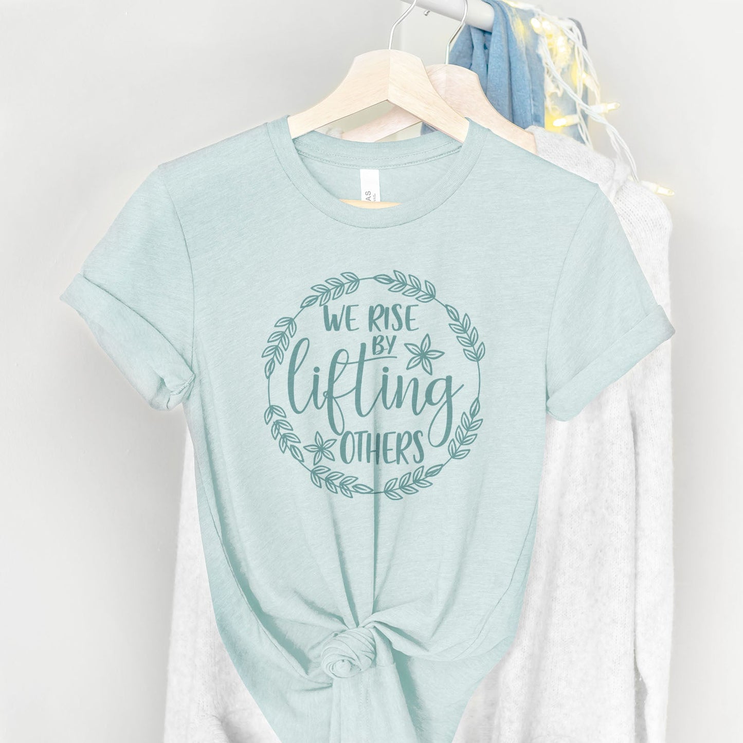 We Rise By Lifting Others Wreath Tee Shirts For Women - Christian Shirts for Women - Religious Tee Shirts