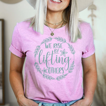 We Rise By Lifting Others Wreath Tee Shirts For Women - Christian Shirts for Women - Religious Tee Shirts