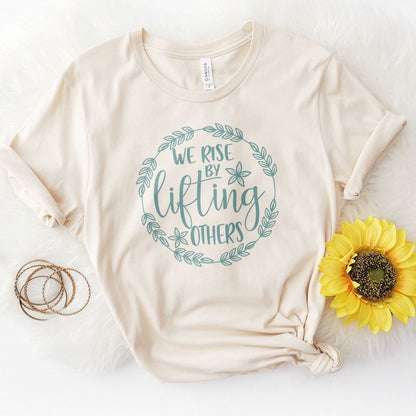 We Rise By Lifting Others Wreath Tee Shirts For Women - Christian Shirts for Women - Religious Tee Shirts