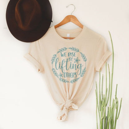 We Rise By Lifting Others Wreath Tee Shirts For Women - Christian Shirts for Women - Religious Tee Shirts