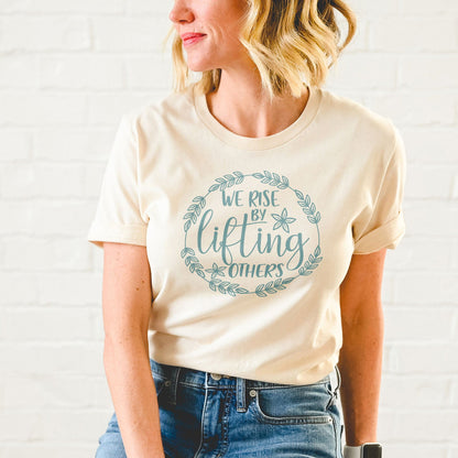 We Rise By Lifting Others Wreath Tee Shirts For Women - Christian Shirts for Women - Religious Tee Shirts