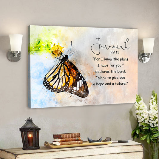 Butterfly - Jeremiah 29:11 - Bible Verse Canvas - God Canvas - Scripture Canvas Wall Art - Ciaocustom